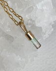 Raw Bicolor Watermelon Tourmaline Crystal Pendant Necklace, October Birthstone Gift