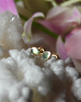 One-of-a-kind 18k Gold Blue Diamond Slice Stud Earrings, April Birthstone Earrings, Bridesmaid Earrings