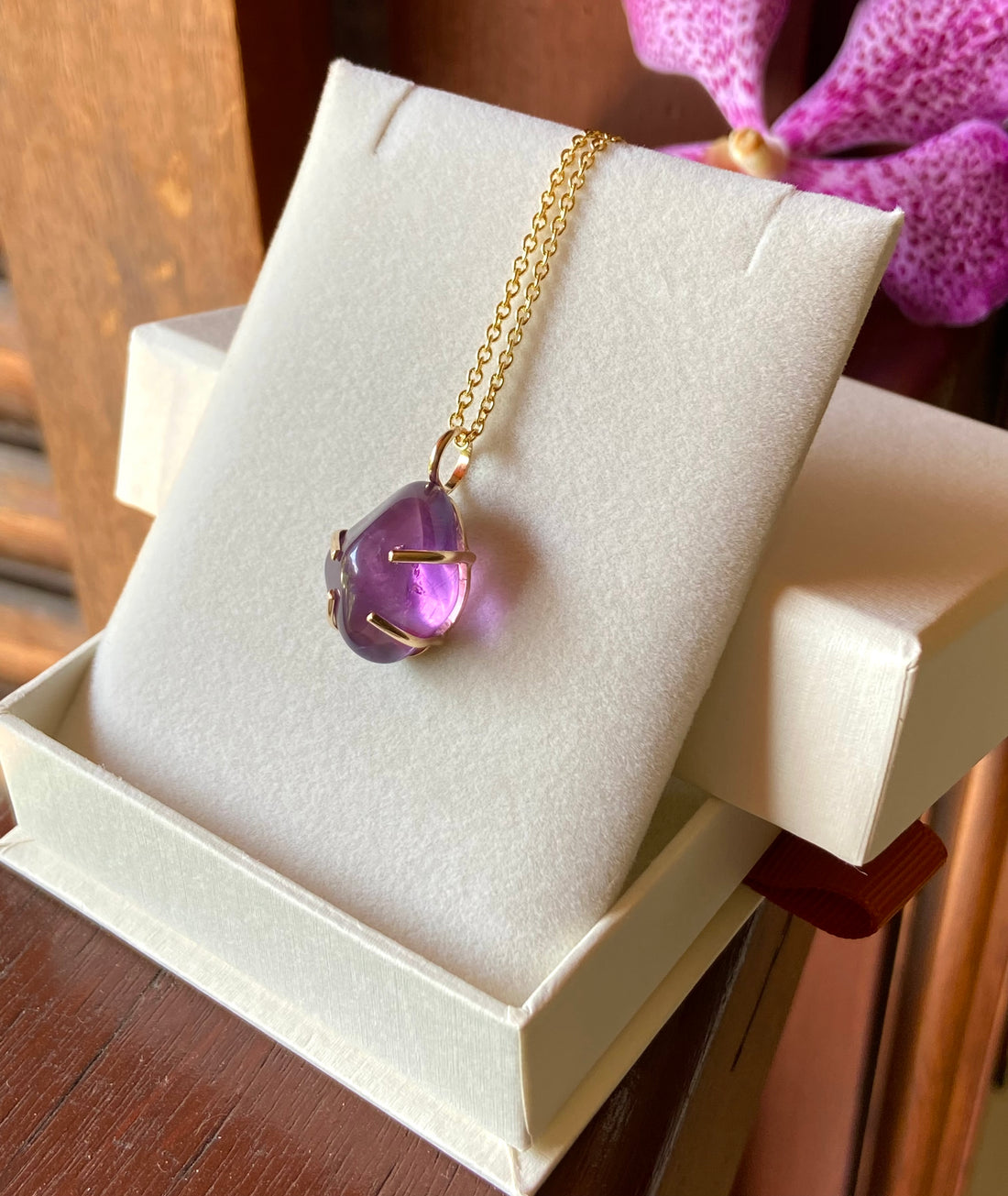 Brazilian Amethyst Pendant Necklace, February Birthstone Necklace