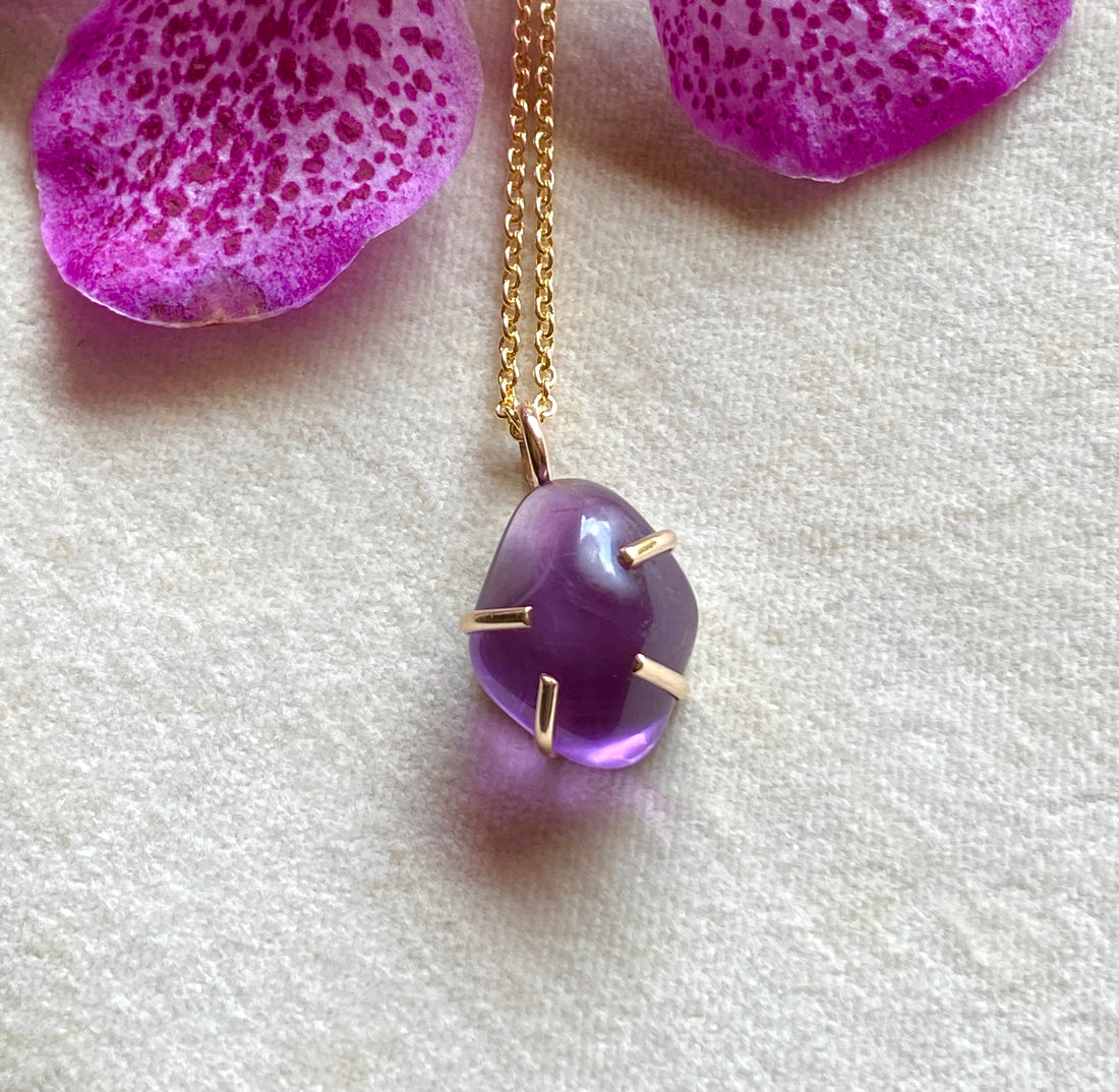 Brazilian Amethyst Pendant Necklace, February Birthstone Necklace