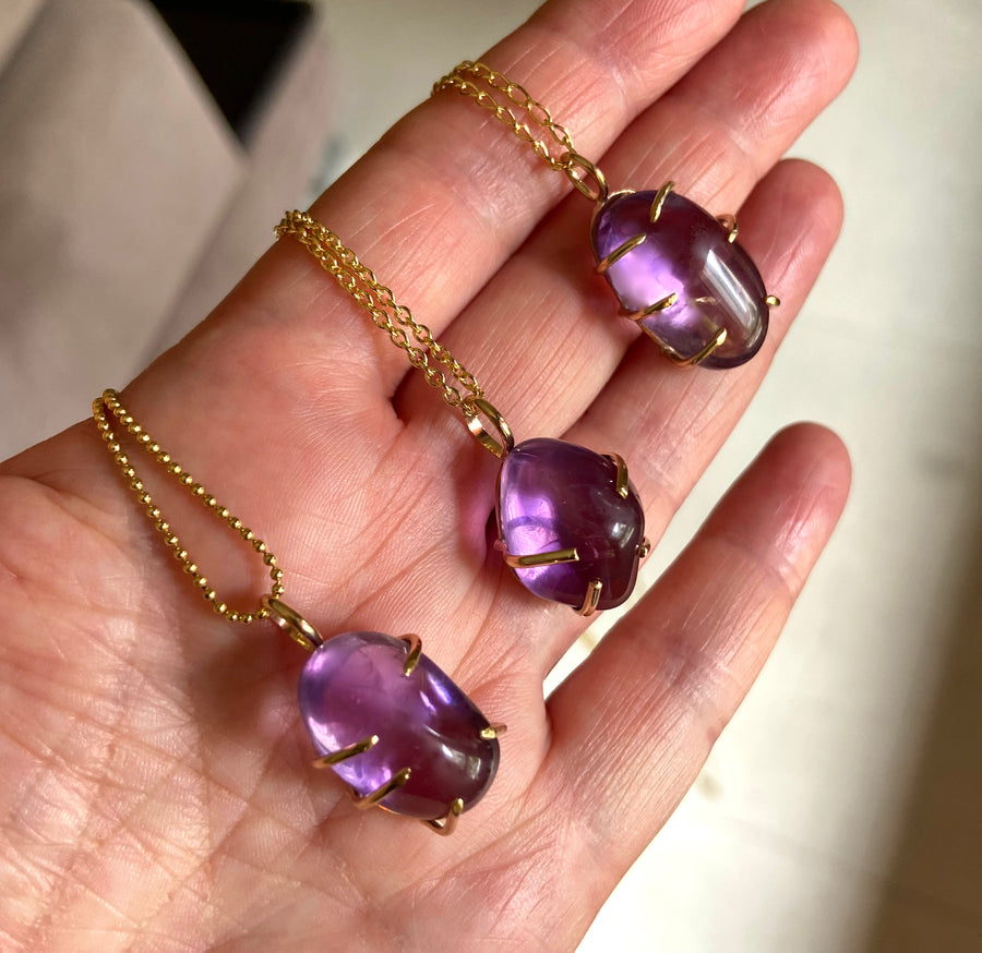 Brazilian Amethyst Pendant Necklace, February Birthstone Necklace