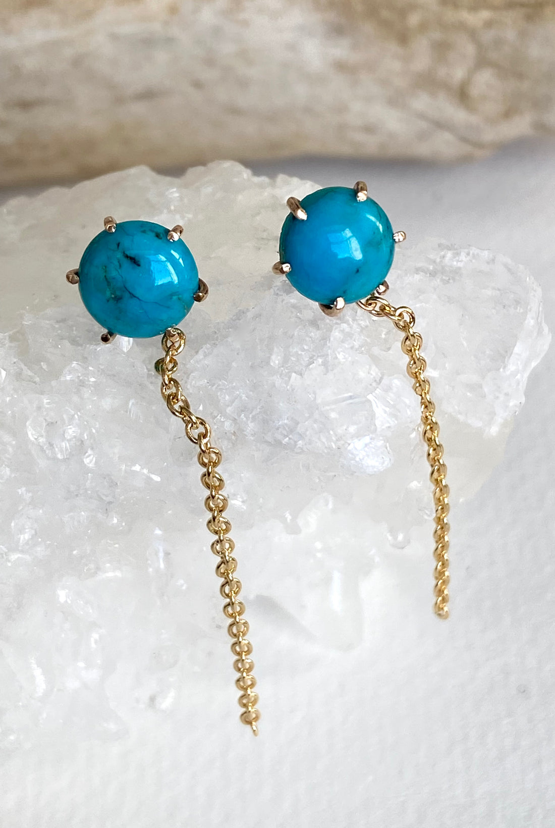 Arizona Turquoise Long Chain Earrings, December Birthstone Earrings