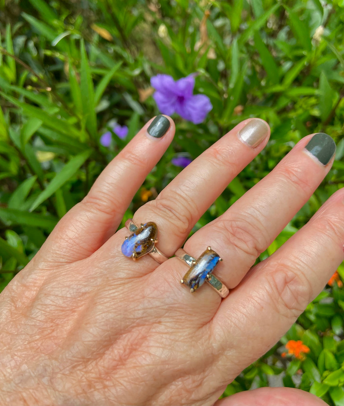 Australian Koroit Boulder Opal Ring, October Birthstone Ring