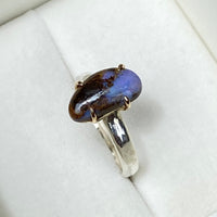 Australian Koroit Boulder Opal Ring, October Birthstone Ring