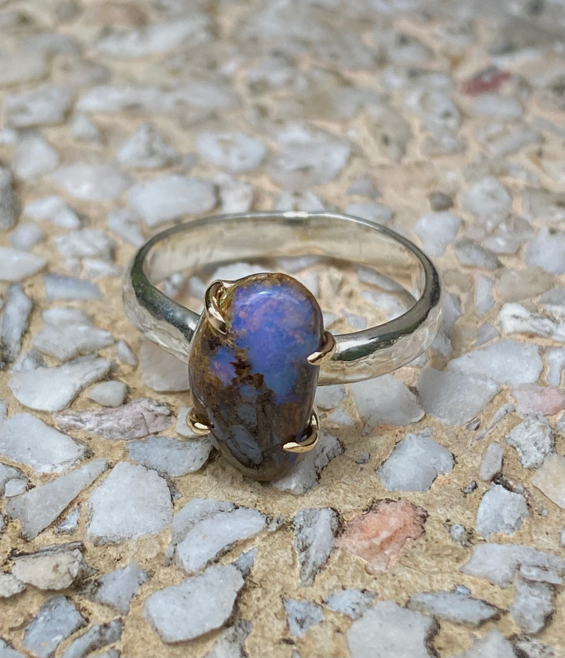 Australian Koroit Boulder Opal Ring, October Birthstone Ring