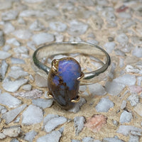 Australian Koroit Boulder Opal Ring, October Birthstone Ring
