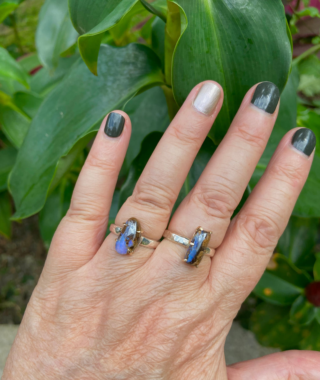 Australian Koroit Boulder Opal Ring, October Birthstone Ring