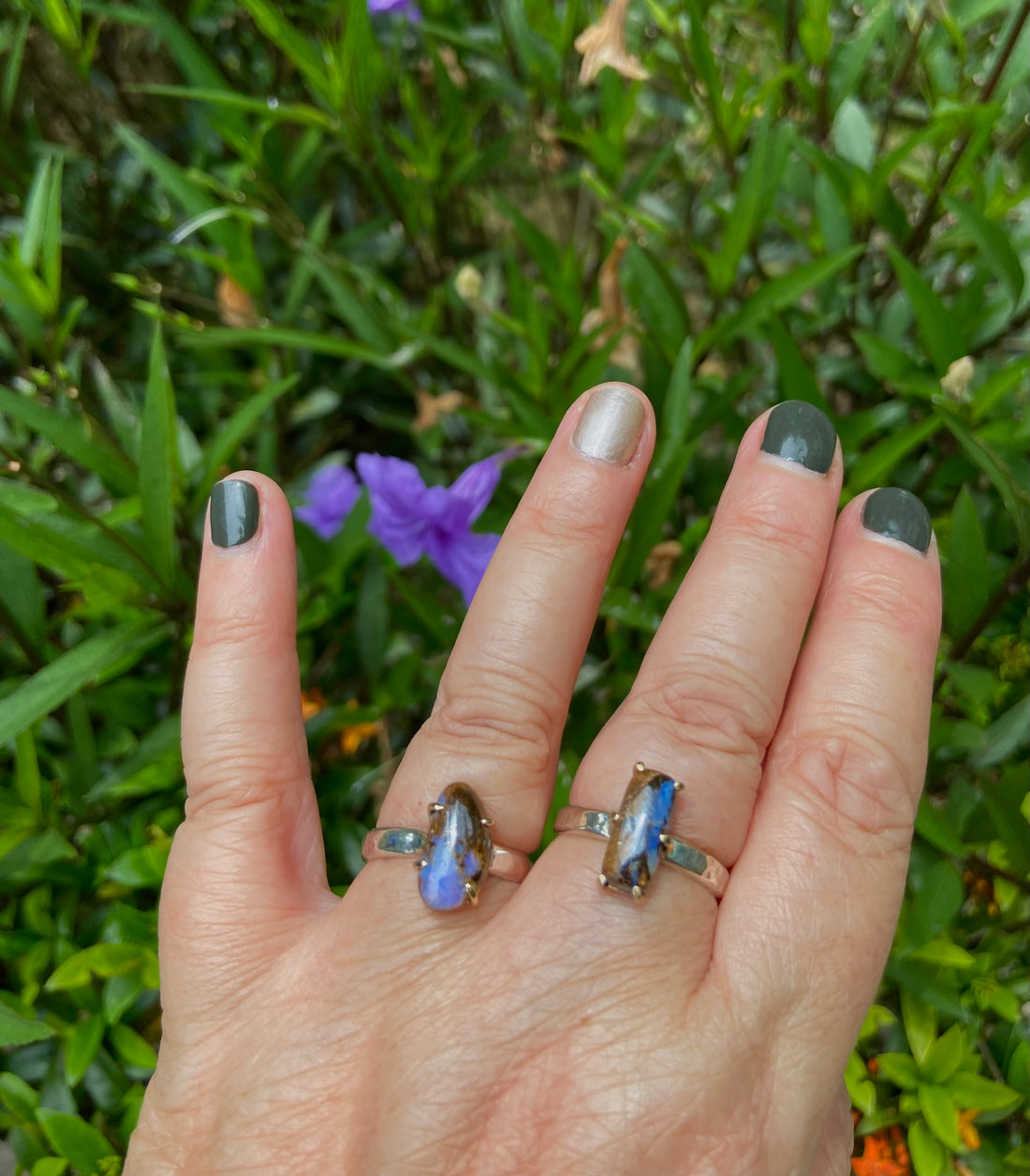 Australian Koroit Boulder Opal Ring, October Birthstone Ring