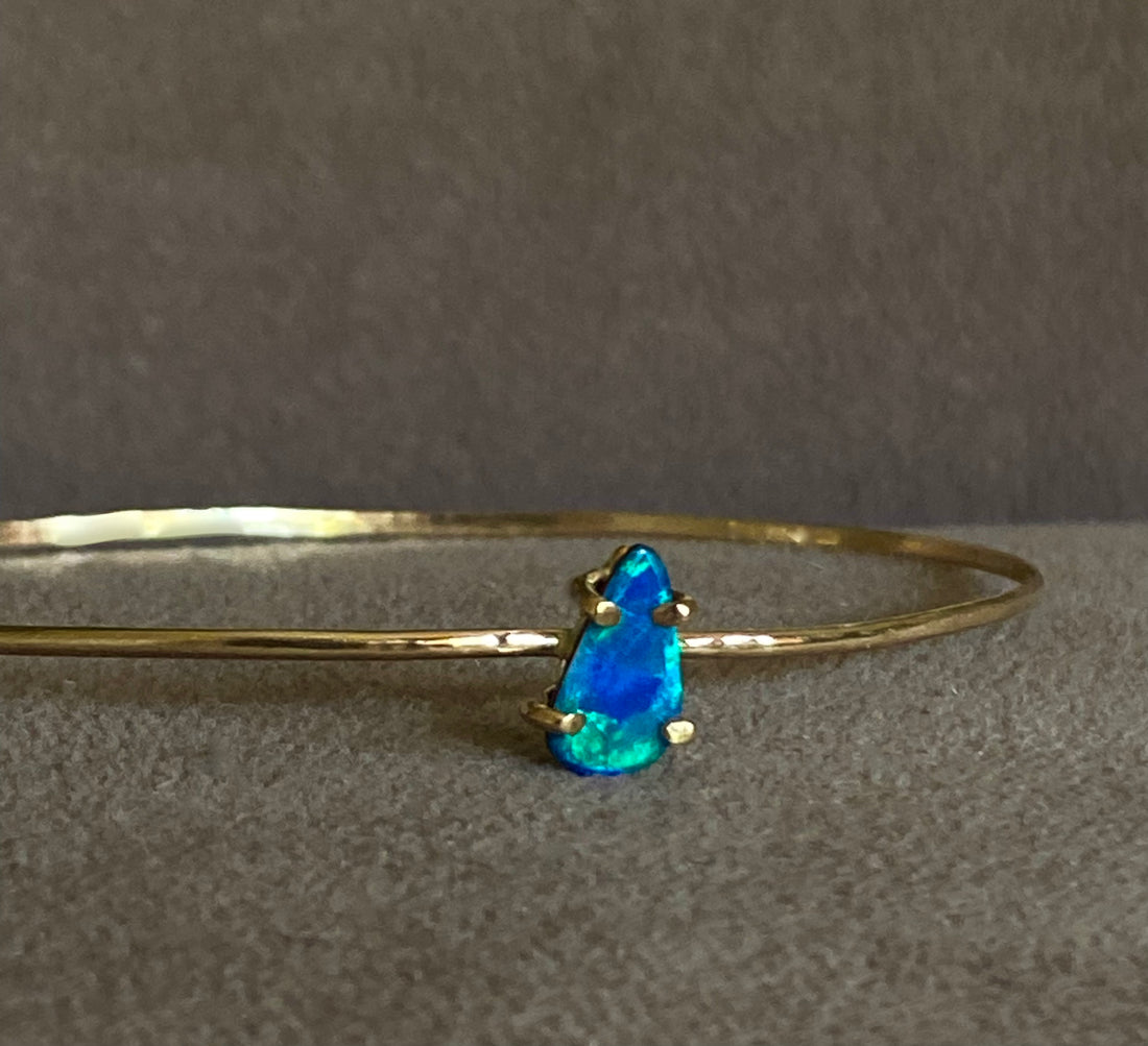 Australian Opal Bangle Bracelet, October Birthstone Bangle