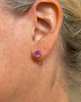 Brazilian Amethyst Huggie Stud Earrings, February Birthstone Earrings