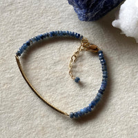 Unisex Pavé Diamond Bar and Blue Sapphire Bracelet, September Birthstone Bracelet