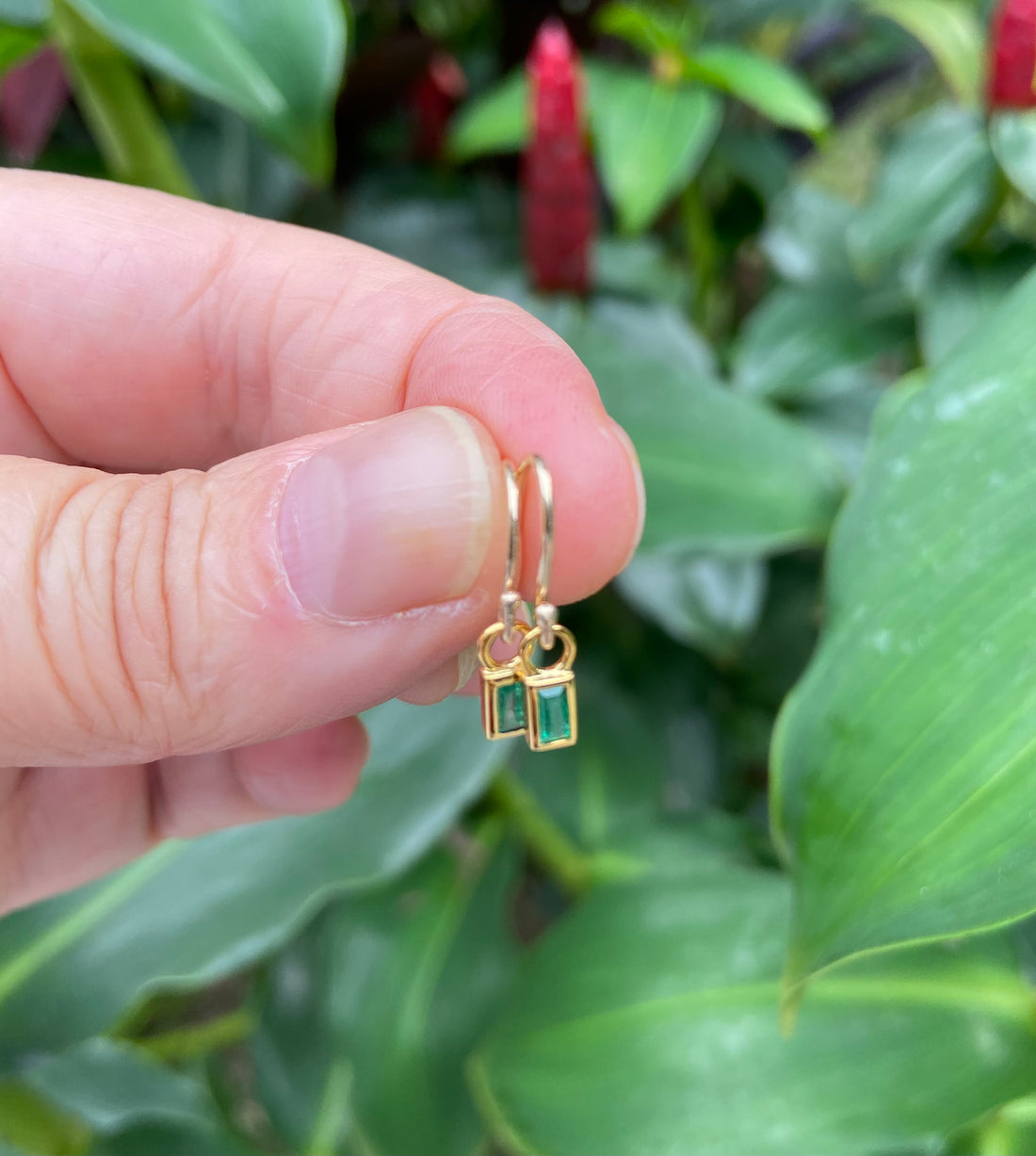 Emerald and 14k Gold Earrings, May Birthstone Earrings