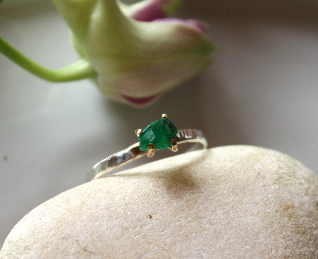 Emerald Ring, May Birthstone Ring, Wedding Engagement Ring