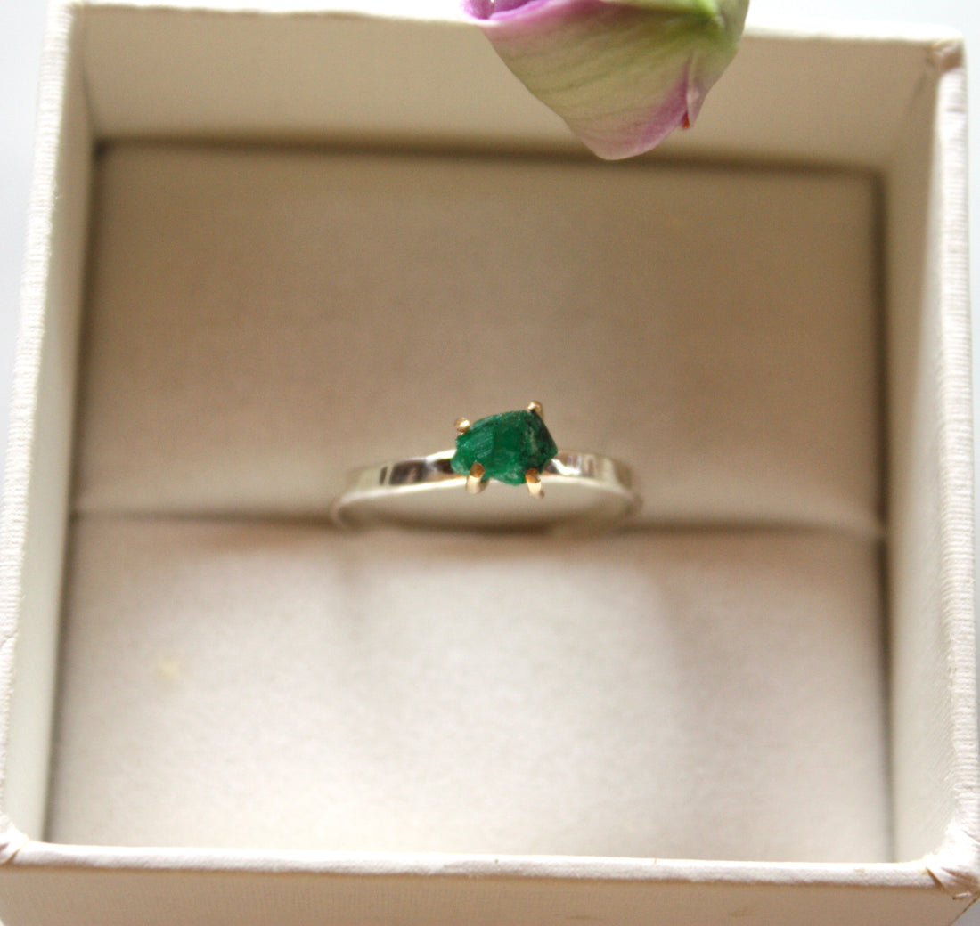 Emerald Ring, May Birthstone Ring, Wedding Engagement Ring