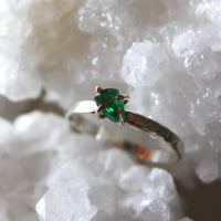 Raw Emerald Ring, May Birthstone Ring, Wedding Engagement Ring