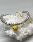 Pavé Diamond Evil Eye Talisman Charm and Freshwater Pearl Bracelet, June April Birthstone Bracelet
