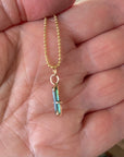 Teal Blue Indicolite Tourmaline Pendant Necklace, October Birthstone Necklace