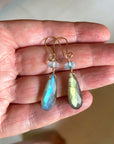 Labradorite and Sky Blue Topaz Earrings, November Birthstone Earrings