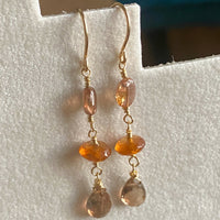 Long Garnet Earrings, Dangling Autumn Earrings, January Birthstone Earrings