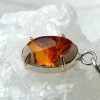 Mexican Cantera Fire Opal Pendant Necklace, October Birthstone Pendant Necklace