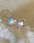 Rainbow Moonstone Droplet Stud Earrings, June Birthstone Earrings, Bridesmaid Earrings
