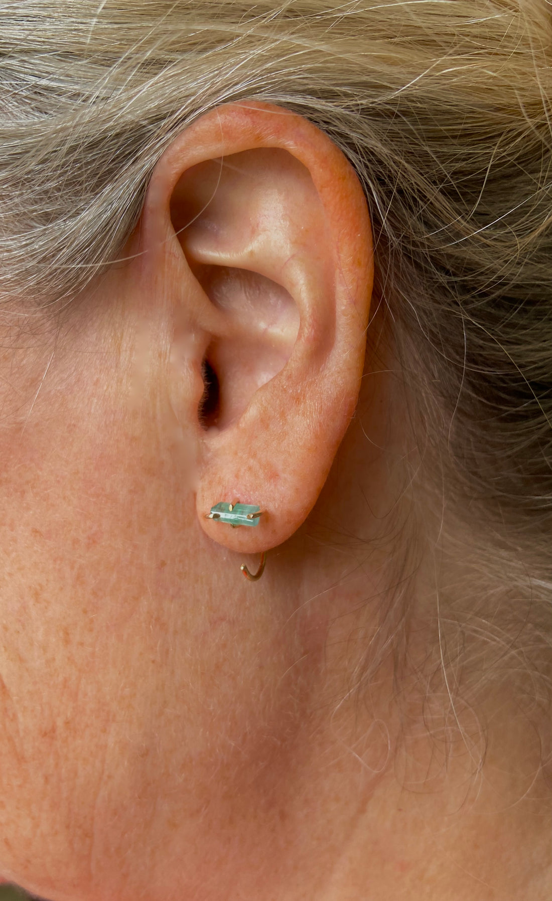Raw Paraiba Tourmaline Huggie Stud Earrings, October Birthstone Earrings