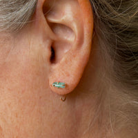 Raw Paraiba Tourmaline Huggie Stud Earrings, October Birthstone Earrings