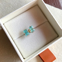 Raw Paraiba Tourmaline Stud Earrings, October Birthstone Earrings