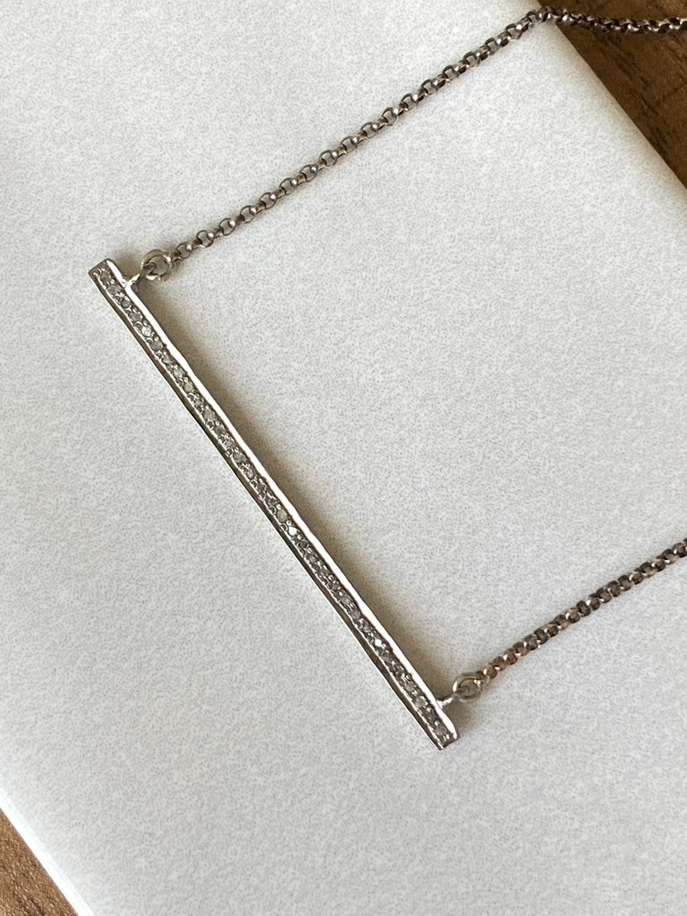 Pavé Diamond Bar Necklace, Bridal Necklace, April Birthstone Necklace