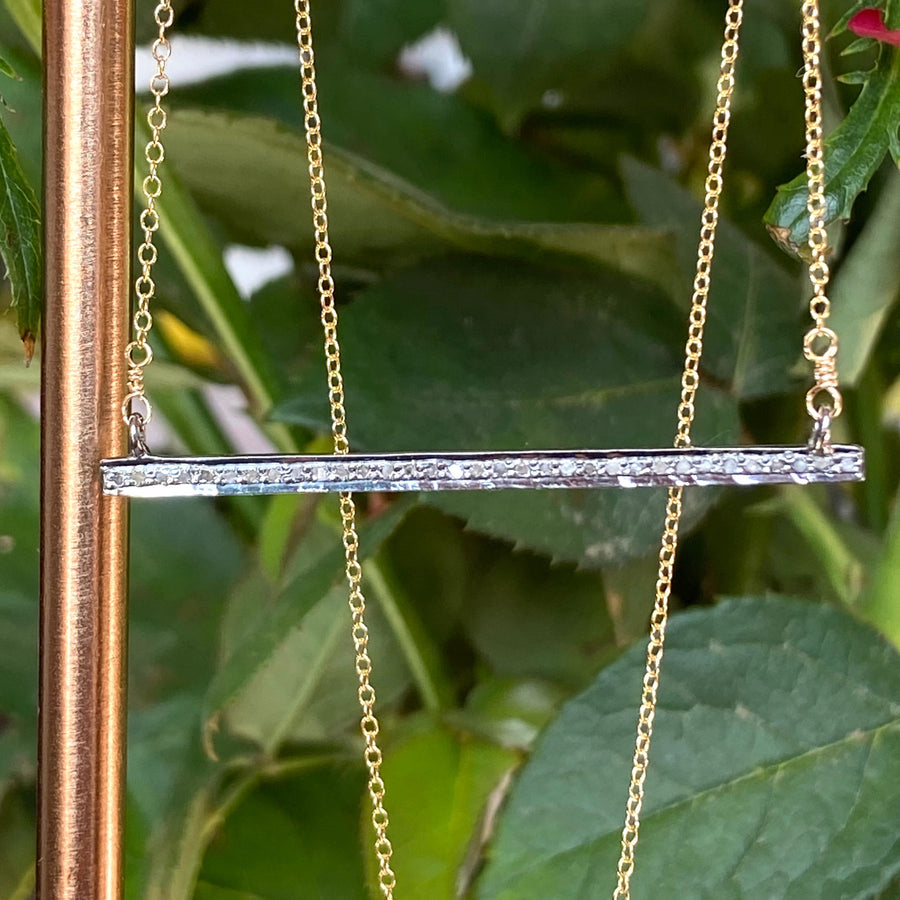 Pavé Diamond Bar Necklace, Bridal Necklace, April Birthstone Necklace