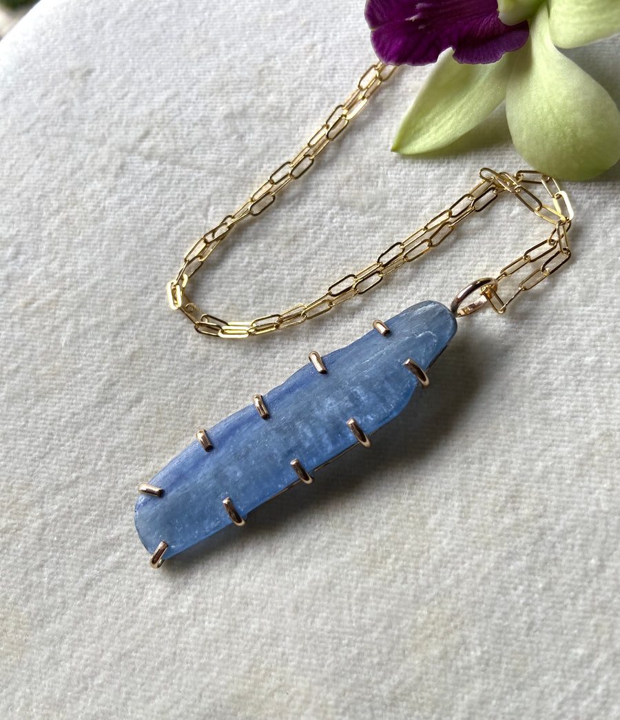 Raw Blue Kyanite Pendant Necklace