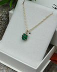 Raw Emerald Pendant Necklace, May Birthstone Necklace