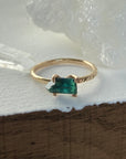 Raw Indicolite Blue Tourmaline Ring, October Birthstone Ring