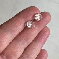 Brazilian Quartz Crystal Stud Earrings, April Birthstone Earrings