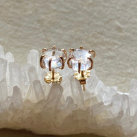 Brazilian Quartz Crystal Stud Earrings, April Birthstone Earrings