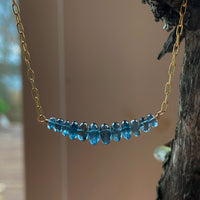 Orissa Teal Blue Kyanite Bar Necklace
