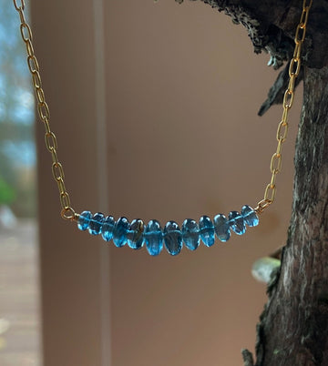 Orissa Teal Blue Kyanite Bar Necklace