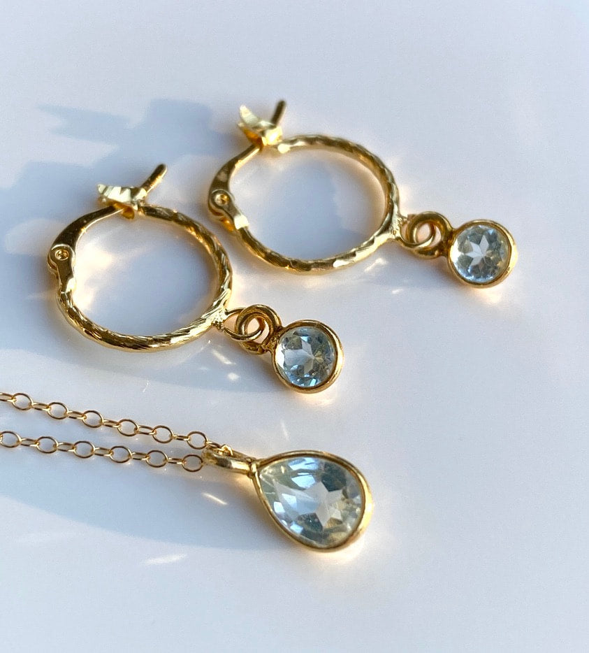 Sky Blue Topaz Hoop Earrings