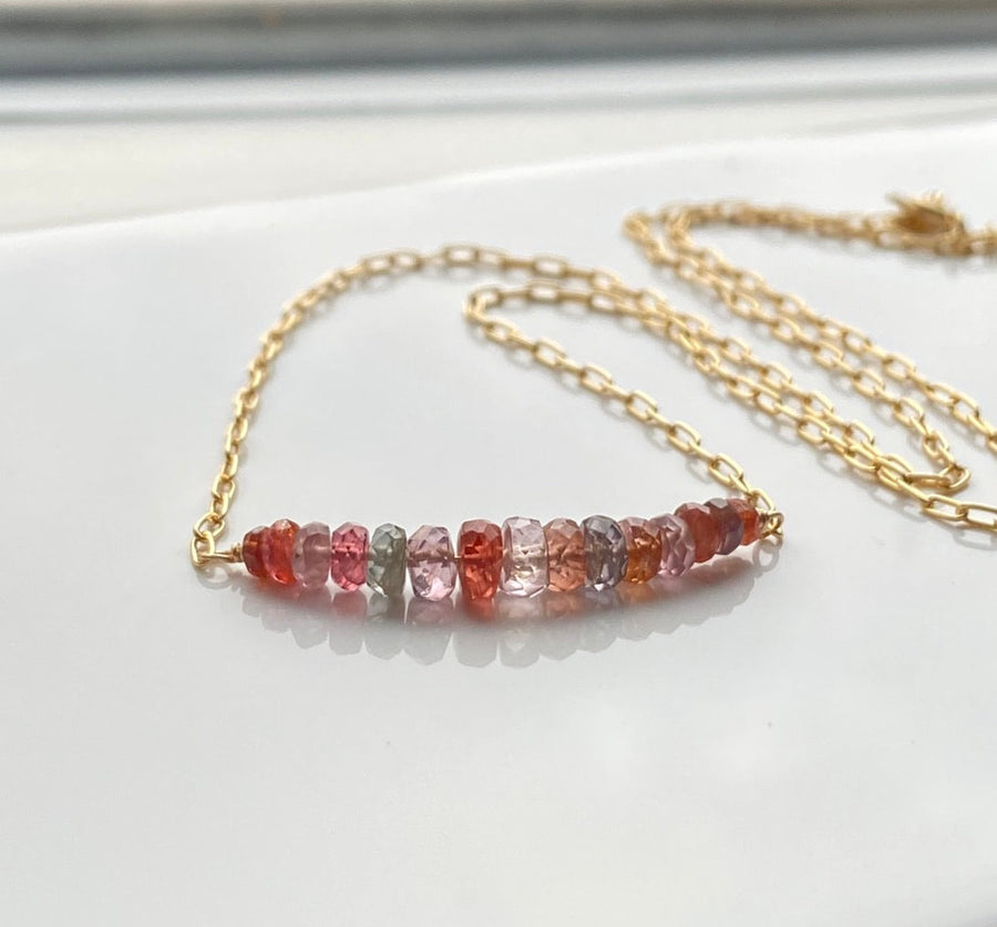 Multi-colored Natural Spinel Bar Necklace