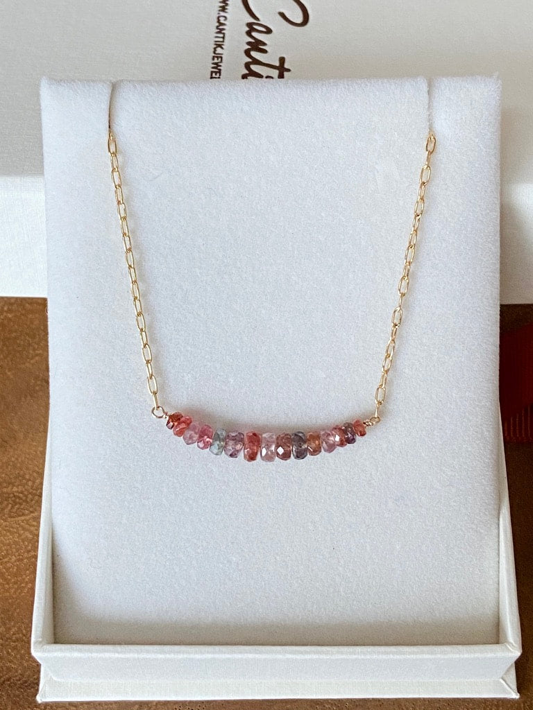 Multi-colored Natural Spinel Bar Necklace