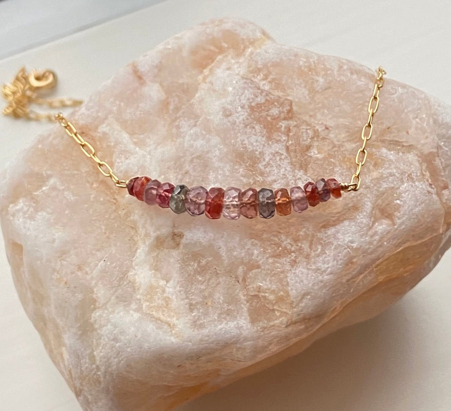 Multi-colored Natural Spinel Bar Necklace