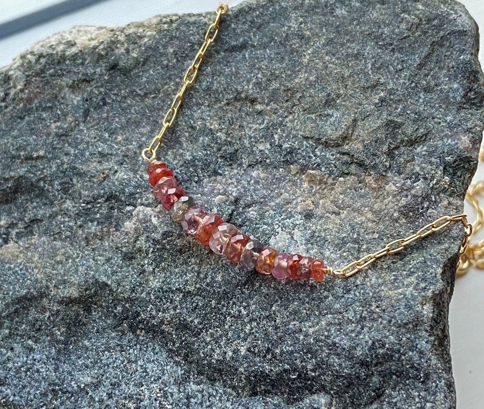 Multi-colored Natural Spinel Bar Necklace