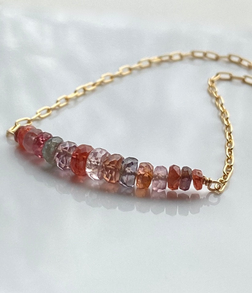 Multi-colored Natural Spinel Bar Necklace