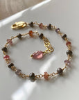 Multi Color Spinel, Mozambique Sapphire and Pearl Rosary Bracelet