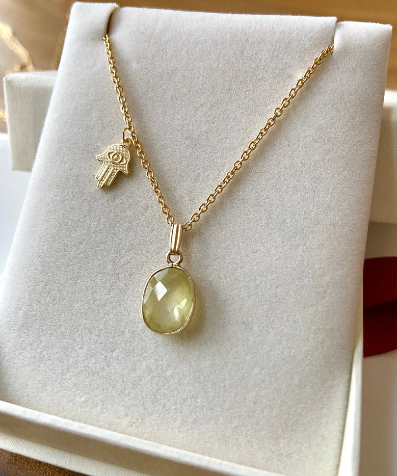 Greenish-Yellow Sapphire Pendant Necklace