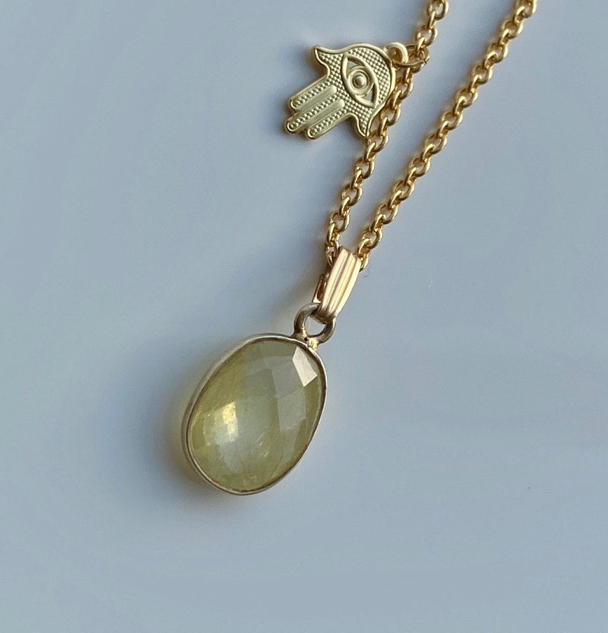 Greenish-Yellow Sapphire Pendant Necklace