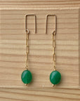 Emerald Paperclip Chain Earrings