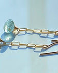 Moss Aquamarine Paperclip Chain Earrings
