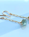 Moss Aquamarine Paperclip Chain Earrings