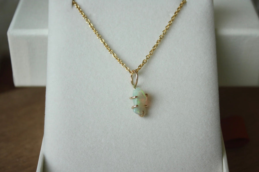 Ethiopian Opal Pendant Necklace, October Birthstone Necklace